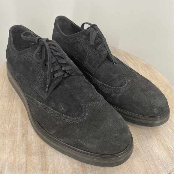 Vince Men’s Stamped Suede Pryce Wingtip Oxford Shoes in Charcoal Size 8.5 - Picture 11 of 11